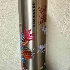 Starbucks Silver Tumbler with Festive Design Christmas